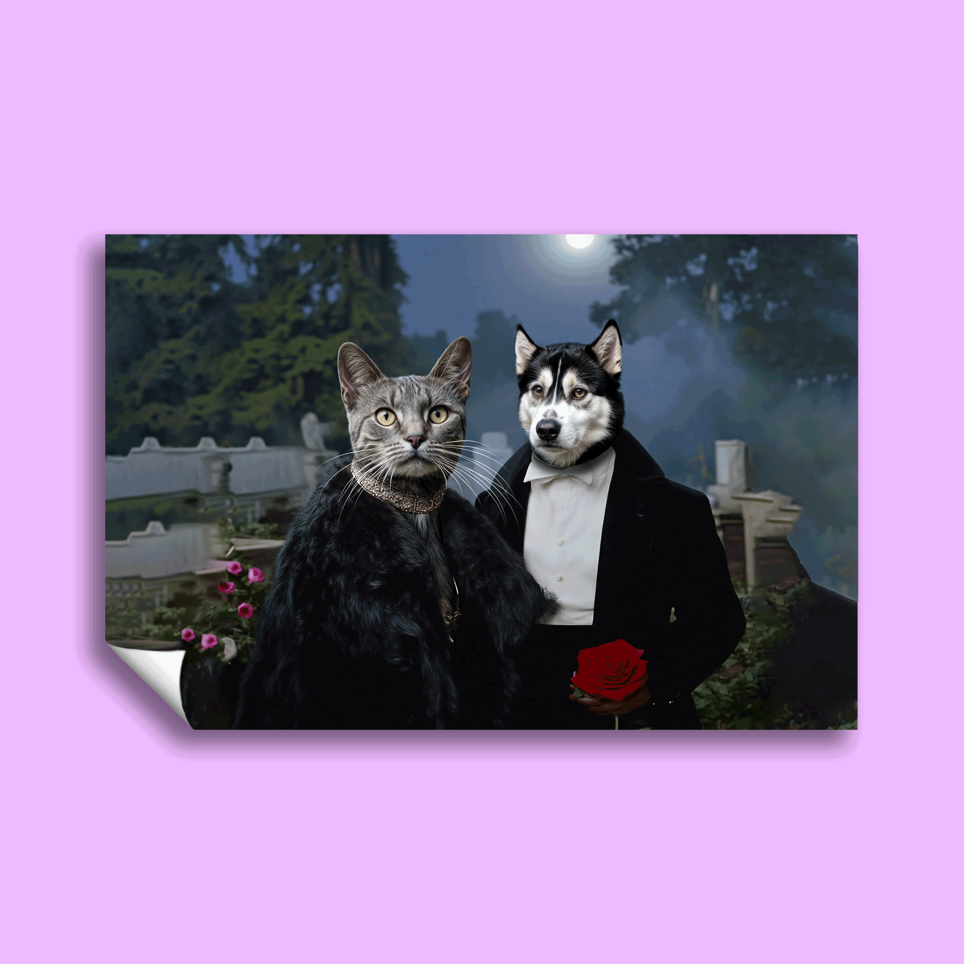 Mr & Mrs Vempire Halloween Pet Portrait - Custom Pet Portrait